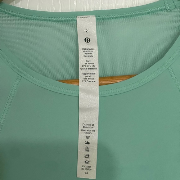 Lululemon Sculpt Tank Wild Mint 2021 W1CS9S $58 Material Mesh Open Back Sz 2 - Picture 4 of 7